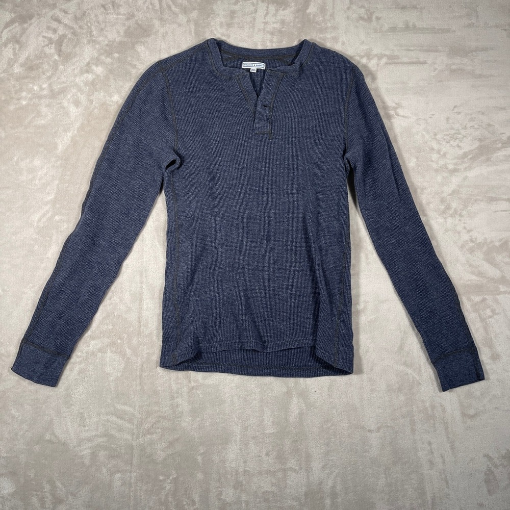 Wallace & Barnes Men's Henley Shirt Waffle Knit Fall Casual MT (Tall) Blue